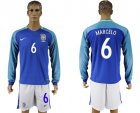 Brazil #6 Marcelo Away Long Sleeves Soccer Country Jersey