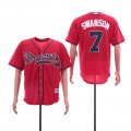 Braves #7 Dansby Swanson Red Cool Base Jersey