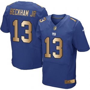 Nike New York Giants #13 Odell Beckham Jr Royal Blue Team Color Mens Stitched NFL Elite Gold Jersey