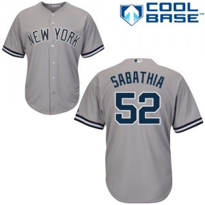 Men\'s Majestic New York Yankees #52 C.C. Sabathia Replica Grey Road MLB Jersey