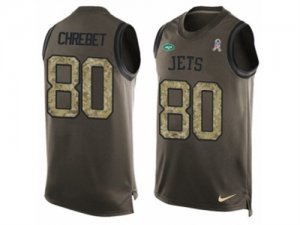 Mens Nike New York Jets #80 Wayne Chrebet Limited Green Salute to Service Tank Top NFL Jersey