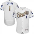 Kansas City Royals #1 Jarrod Dyson White 2015 World Series Champions Gold Program FlexBase Authentic Stitched MLB Jersey