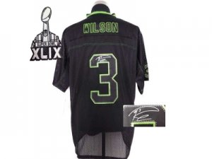 2015 Super Bowl XLIX Nike jerseys seattle seahawks #3 wilson black[Elite lights out signature]