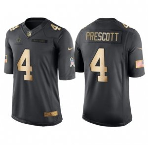 Nike Dallas Cowboys #4 Dak Prescott Anthracite 2016 Christmas Day Gold Mens NFL Limited Salute to Service Jersey