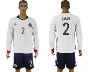 Colombia #2 Zapata Away Long Sleeves Soccer Country Jersey