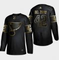 Blues #42 Michael Del Zotto Black Gold Adidas Jersey