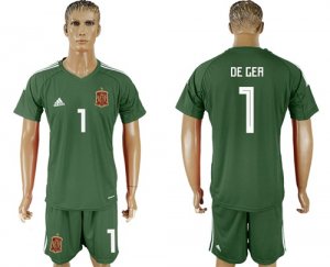 Spain 1 DE GEA Military Green Goalkeeper 2018 FIFA World Cup Soccer Jersey