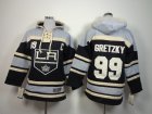 Youth nhl los angeles kings #99 gretzky grey-black[pullover hooded sweatshirt patch C]