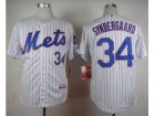 MLB New York Mets #34 Noah Syndergaard White(Blue Strip) Home Cool Base Stitched Baseball jerseys