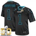 Youth Nike Panthers #1 Cam Newton Lights Out Black Super Bowl 50 Stitched Jersey