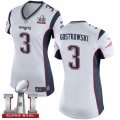 Womens Nike New England Patriots #3 Stephen Gostkowski Elite White Super Bowl LI 51 NFL Jersey