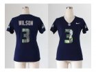 Nike women jerseys seattle seahawks #3 wilson blue(Draft Him II Top)