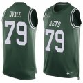 Mens Nike New York Jets #79 Brent Qvale Limited Green Player Name & Number Tank Top NFL Jersey