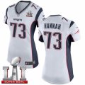 Womens Nike New England Patriots #73 John Hannah Elite White Super Bowl LI 51 NFL Jersey