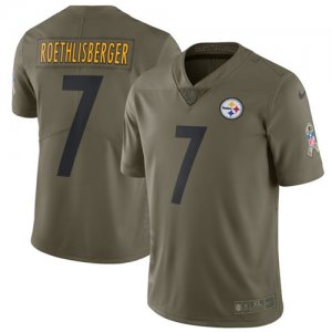 Nike Steelers #7 Ben Roethlisberger Olive Salute To Service Limited Jersey