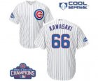 Youth Majestic Chicago Cubs #66 Munenori Kawasaki Authentic White Home 2016 World Series Champions Cool Base MLB Jersey