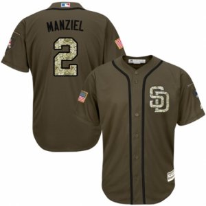 Men\'s Majestic San Diego Padres #2 Johnny Manziel Authentic Green Salute to Service MLB Jersey