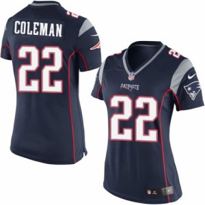 Women\'s Nike New England Patriots #22 Justin Coleman Limited Navy Blue Team Color NFL Jersey