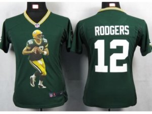 Nike Women green bay packers #12 rodgers green Portrait Fashion Game Jerseys