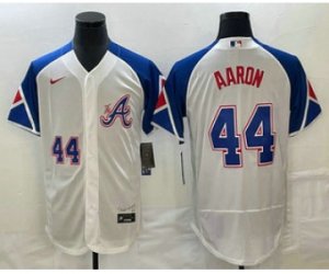 Men\'s Atlanta Braves #44 Hank Aaron Number White 2023 City Connect Flex Base Stitched Jersey2
