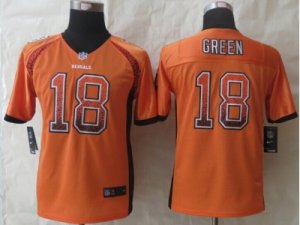 Youth 2014 New Nike Cincinnati Bengals #18 Green Orange Jerseys(Drift Fashion)