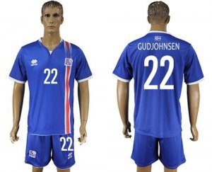 Iceland #22 Gudjohnsen Home Soccer Country Jersey