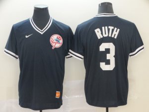 Yankees #3 Babe Ruth Black Throwback Jersey