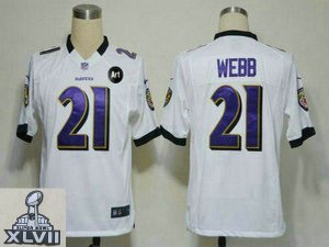 2013 Super Bowl XLVII NEW Baltimore Ravens 21 Lardarius Webb White With Art Patch(Game)