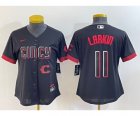 Youth Cincinnati Reds #11 Barry Larkin Black 2023 City Connect Cool Base Stitched Jersey1