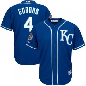 Men Kansas City Royals #4 Alex Gordon Royal Cool Base 2015 World Series Champions Patch MLB Jersey