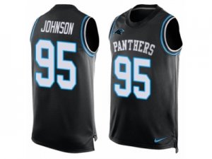 Men\'s Nike Carolina Panthers #95 Charles Johnson Limited Black Player Name & Number Tank Top NFL Jersey