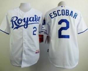 MLB Kansas City Royals #2 Alcides Escobar White Cool Base jerseys