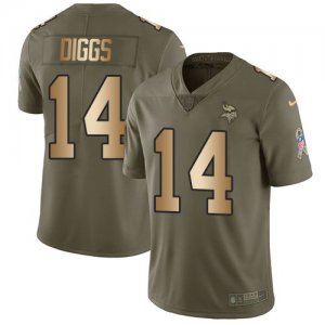 Nike Vikings #14 Stefon Diggs Olive Gold Salute To Service Limited Jersey