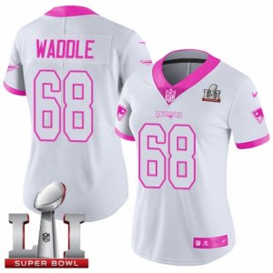 Womens Nike New England Patriots #68 LaAdrian Waddle Limited White Pink Rush Fashion Super Bowl LI 51 NFL Jersey