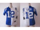 Nike Women Indianapolis Colts #12 Andrew Luck White-Black jerseys[Split Elite]