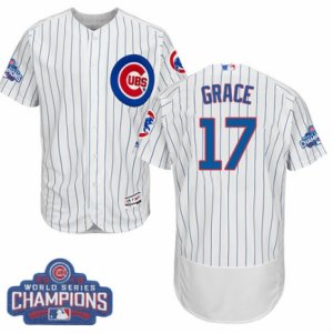 Mens Majestic Chicago Cubs #17 Mark Grace White 2016 World Series Champions Flexbase Authentic Collection MLB Jersey