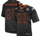 Nike Broncos #18 Peyton Manning New Lights Out Black With Hall of Fame 50th Patch NFL Elite Jersey