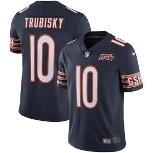 Nike Bears #10 Mitchell Trubisky Navy NFL 100th Season Vapor Untouchable Limited Jersey