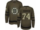 Men Adidas Boston Bruins #74 Jake DeBrusk Green Salute to Service Stitched NHL Jersey