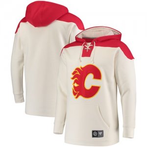 Mens Calgary Flames Fanatics Branded White Red Breakaway Lace Up Hoodie