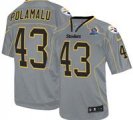 Nike Steelers #43 Troy Polamalu Lights Out Grey With Hall of Fame 50th Patch NFL Elite Jersey