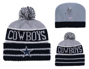 Cowboys Black Banner Block Cuffed Knit Hat With Pom YD