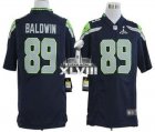 Nike Seattle Seahawks 89 Doug Baldwin Steel Blue Super Bowl XLVIII NFL Game Jersey