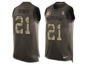 Mens Nike Washington Redskins #21 Earnest Byner Limited Green Salute to Service Tank Top NFL Jersey