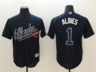 Atlanta Braves #1 Ozzie Albies Navy Cool Base Jersey