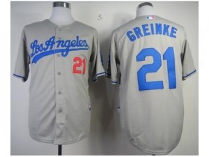 mlb jerseys los angeles dodgers #21 greinke grey