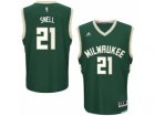 Men Adidas Milwaukee Bucks #21 Tony Snell Swingman Green Road NBA Jersey