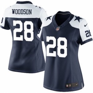 Women\'s Nike Dallas Cowboys #28 Darren Woodson Limited Navy Blue Throwback Alternate NFL Jersey