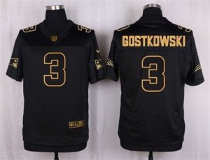 Nike New England Patriots #3 Stephen Gostkowski Black Pro Line Gold Collection Jersey(Elite)