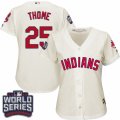 Womens Majestic Cleveland Indians #25 Jim Thome Authentic Cream Alternate 2 2016 World Series Bound Cool Base MLB Jersey